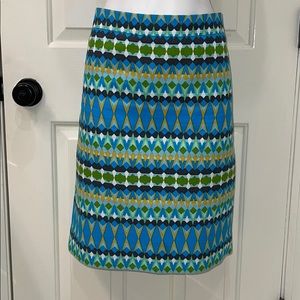 J. CREW The Pencil Skirt - Fun Geometric Print EUC